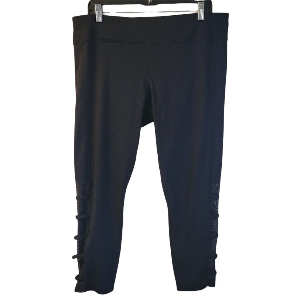 Joy Lab Black Cropped Mesh Accent Detail Leggings